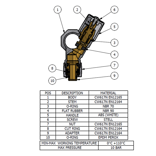 Коллектор регулирующий TDM Brass 3/4" (ВР-НР) с 4 отв. 1/2" (арт. 1106 3412 4W)