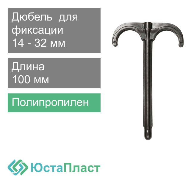 Крепления для труб теплого пола (дюбель двойной) 14 -32 x 100 мм ЮстаПласт (арт. С001)