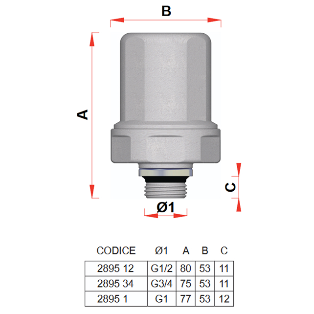 Компенсатор гидроудара FAR 1/2" НР, Рмакс. 50 bar (арт. FA 2895 12)