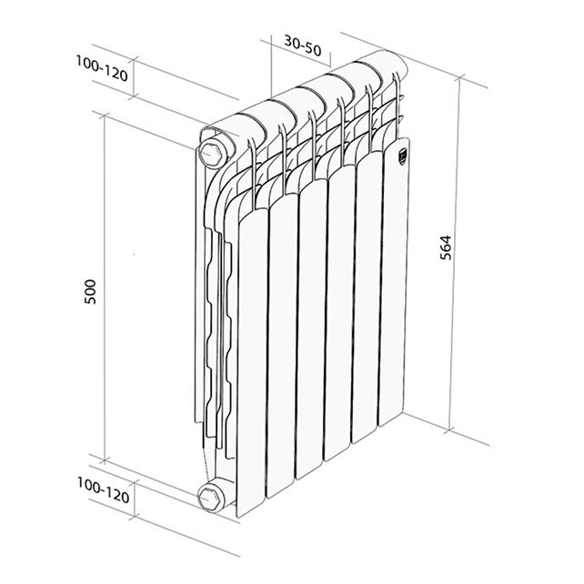 Радиатор биметаллический 500/80 Revolution B, 7 секции Royal Thermo