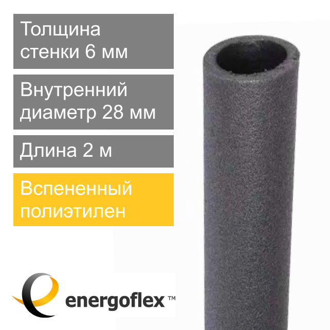 Утеплитель для труб 28 х 6 мм Energoflex Super (арт. EFXT028062SU)
