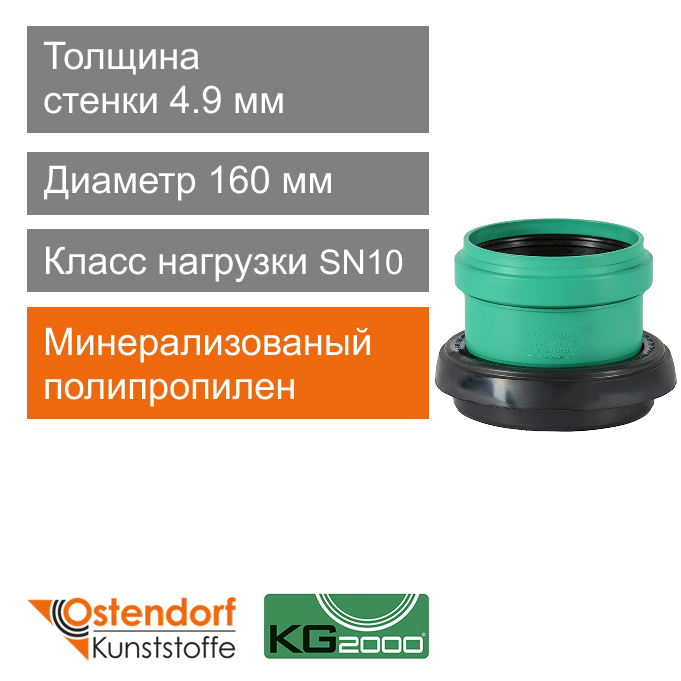 Врезка по месту для ливневой канализации 160 мм Ostendorf KG2000 (арт. 877570)