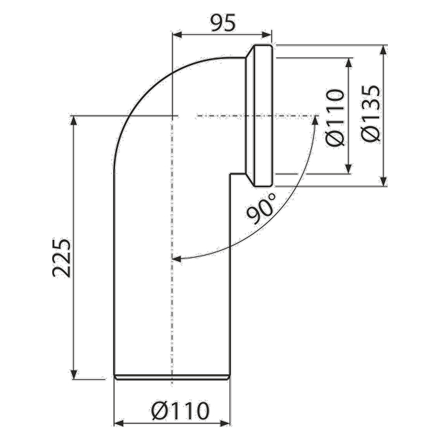 Фановая труба для унитаза 110 х 90° Alcaplast A90-90 (арт. 8594045931846)