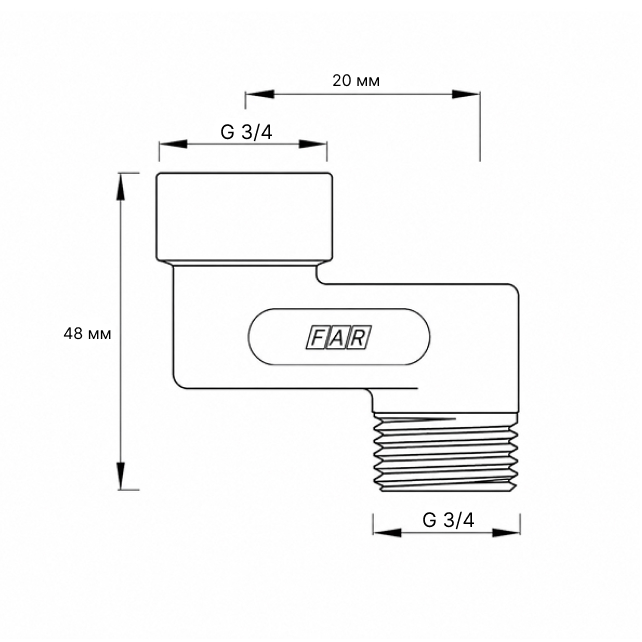 Эксцентрик FAR 1/2" НР-ВР x 2 см  (арт. FC 5560 212)