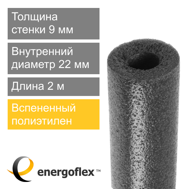Утеплитель для труб 22 х 9 мм Energoflex Super (арт. EFXT022092SU)