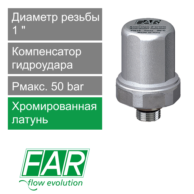 Компенсатор гидроудара FAR 1" НР, Рмакс. 50 bar (арт. FA 2895 1)