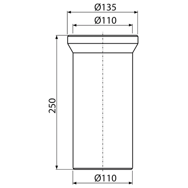 Фановая труба прямая для унитаза 110 х 250 мм Alcaplast A91-250 (арт. 8594045931853)