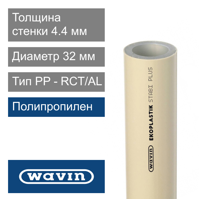 Труба полипропиленовая 32 x 4.4 мм Wavin Ekoplastik STABI PLUS (арт. STRS032RCT)