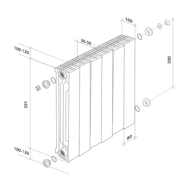 Радиатор биметаллический 500/100 PianoForte Noir Sable, 10 секции Royal Thermo