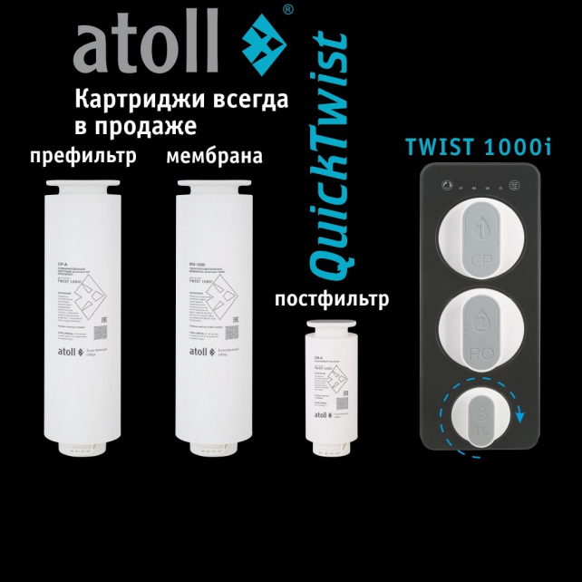 Прямоточная система обратного осмоса atoll TWIST 1000i (арт. ATEFDR124)