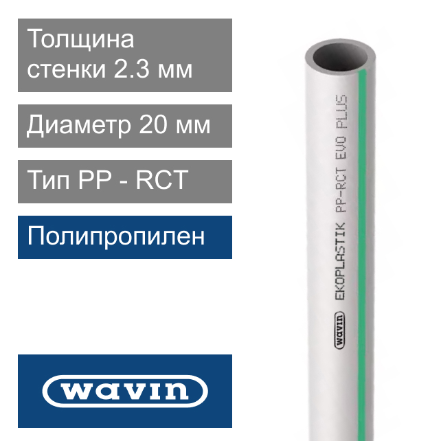 Труба полипропиленовая 20 x 2.3 мм Wavin Ekoplastik EVO (арт. STRE020S4)