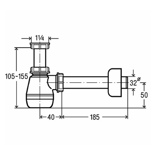 Сифон для биде без выпуска 1 1/4" х 32 мм Viega (арт. 120 337)