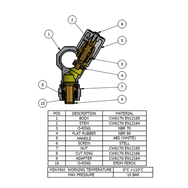 Коллектор регулирующий TDM Brass 3/4" (ВР-НР) с 2 отв. 1/2" (арт. 1106 3412 2W)