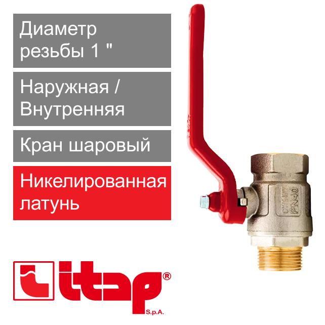 Кран шаровый полнопроходной 1" НР-ВР Itap 091 (арт. 0910100)
