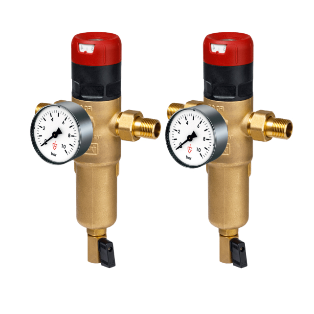 Набор: 2 сетчатых фильтра с редуктором давления Goetze FD07-1/2H и 2 манометра Goetze MA10-50 (арт. GTZFIN011)