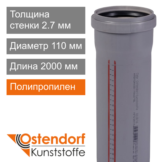 Труба для внутренней канализации 110 x 2000 мм Ostendorf (арт. 115060)